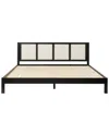 Walker Edison Boho Solid Wood Rattan Panel Headboard Bed Frame In Black