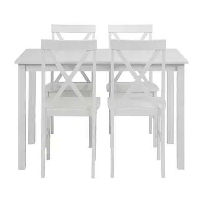 Walker Edison Eugene Farmhouse 5-pc Dining Set In White