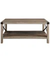 Walker Edison Farmhouse Metal-x Coffee Table With Lower Shelf In Grey