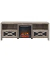 Walker Edison Industrial Farmhouse Metal Mesh Drop-down X-door 70in Fireplace Tv Stand For 80in Tvs In Grey