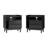 Walker Edison Mcm 2 Drawer Nighstand In Black