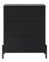 Walker Edison Mid-century 3-drawer Chest With Reeded Drawer Fronts In Black
