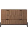 Walker Edison Mid-century 6-drawer Dresser With Reeded Drawer Fronts In Brown