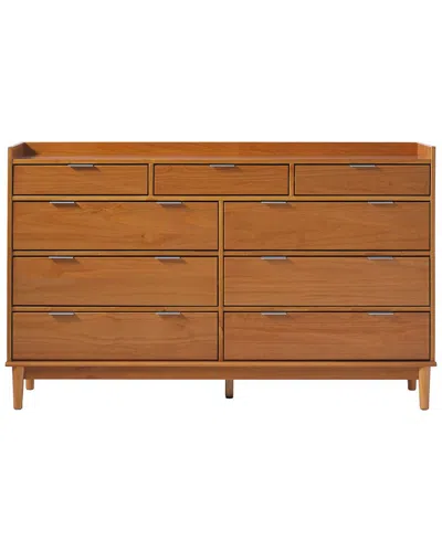 Walker Edison Mid-century Modern Solid Wood 9-drawer Gallery Chest In Brown