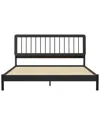 Walker Edison Mid-century Modern Solid Wood Spindle Bed In Black