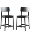 Walker Edison Minimalist Solid Wood Counter Stool In Black