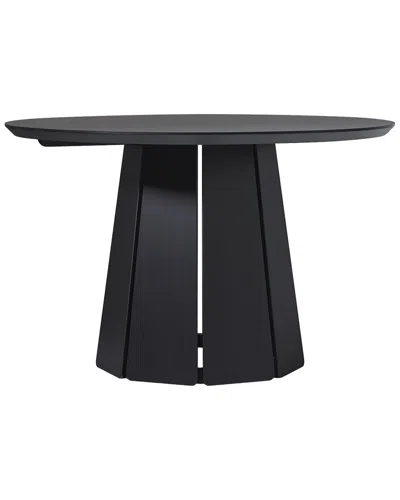 Walker Edison Modern 48in Round Solid Wood Pedestal Dining Table In Black