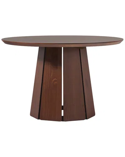 Walker Edison Modern 48in Round Solid Wood Pedestal Dining Table In Brown