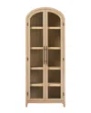 Walker Edison Modern 5 Shelf Arched Tall Bookcase With Glass Doors In Brown