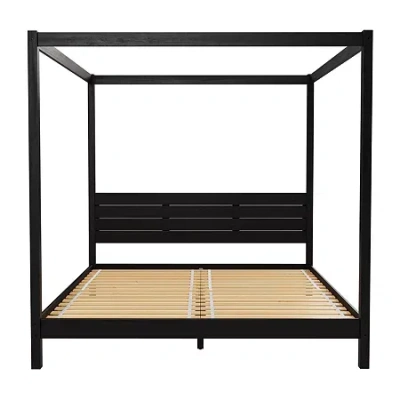 Walker Edison Modern Canopy Bedframe In Black