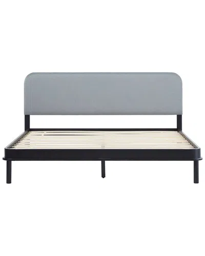 Walker Edison Modern Curved Upholstered Solid Wood Bed