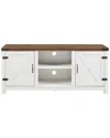 Walker Edison Modern Farmhouse Barn Door 3-shelf Tv Stand For Tvs Up To 65in In Brown