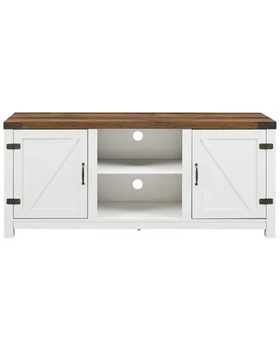 Walker Edison Modern Farmhouse Barn Door 3-shelf Tv Stand For Tvs Up To 65in In Brown