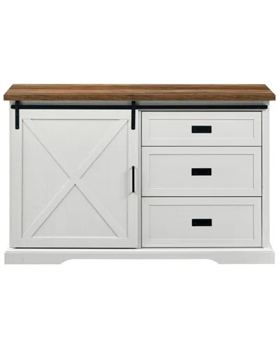 Walker Edison Modern Farmhouse Metal & Wood Sliding X-barn Door Sideboard In Brown