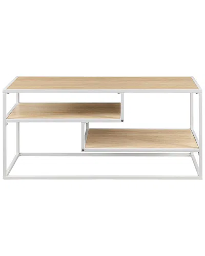Walker Edison Modern Floating Shelf Metal & Wood Tv Stand For Tvs Up To 43in In Brown