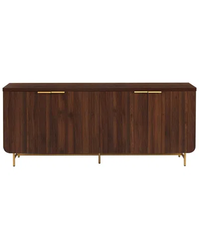 Walker Edison Modern Fluted-door Minimalist Storage Sideboard In Brown