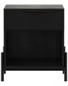 Walker Edison Modern Fluted-drawer Nightstand With Open Cubby In Black