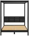Walker Edison Modern Minimalist Boho Queen Canopy Bedframe In Black