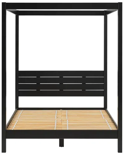 Walker Edison Modern Minimalist Boho Queen Canopy Bedframe In Black