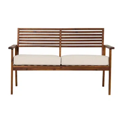 Walker Edison Modern Outdoor Zan Loveseat In Brown