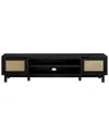 Walker Edison Modern Rattan-door Low Tv Stand For Tvs Up To 80in In Black