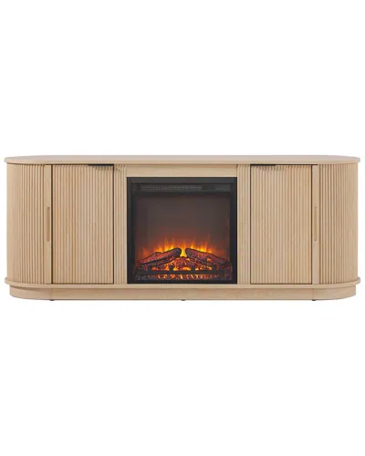 Walker Edison Modern Reeded 60in Fireplace Tv Stand In Brown