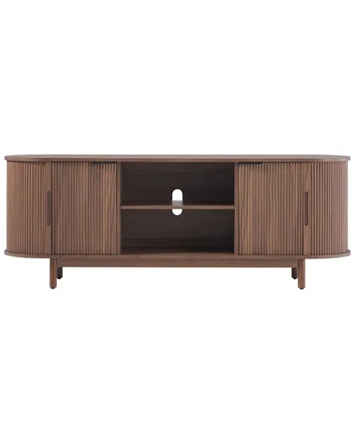 Walker Edison Modern Reeded 60in Tv Stand With Open Storage In Brown
