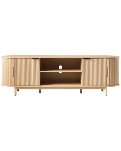 Walker Edison Modern Reeded 70 Tv Stand With Open Storage - Coa In Brown