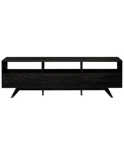 Walker Edison Modern Scandi 3-door Low Profile Tv Stand For Tvs Up To 80 Inches In Black