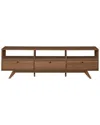 Walker Edison Modern Scandi 3-door Low Profile Tv Stand For Tvs Up To 80 Inches In Brown