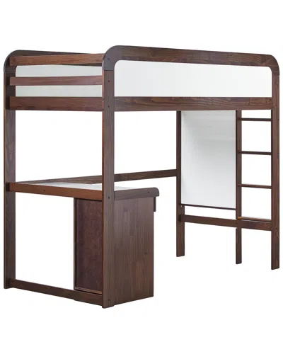Walker Edison Modern Solid Wood Bunk Bed With Desk In Brown