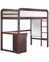 Walker Edison Modern Solid Wood Bunk Bed With Desk In Brown