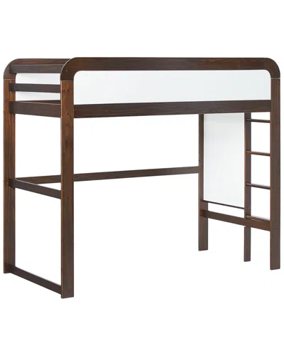 Walker Edison Modern Solid Wood Bunk Bed With Ladder In Brown