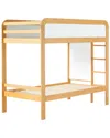 Walker Edison Modern Solid Wood Bunk Bed With Ladder In Neutral