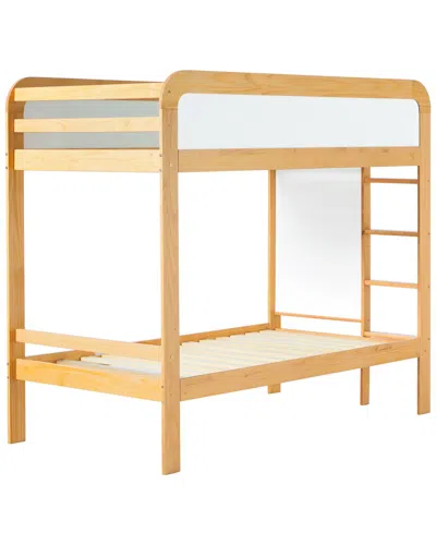 Walker Edison Modern Solid Wood Bunk Bed With Ladder In Neutral
