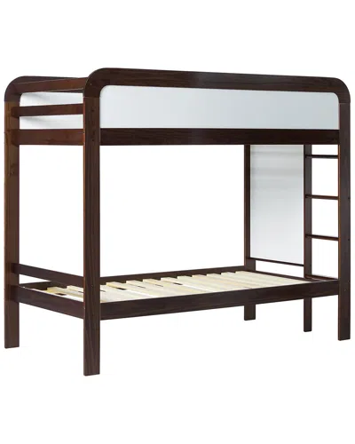 Walker Edison Modern Solid Wood Bunk Bed With Ladder In Brown