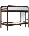 Walker Edison Modern Solid Wood Bunk Bed With Ladder In Brown