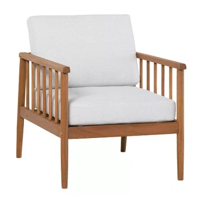 Walker Edison Modern Spindle Patio Lounge Chair In Brown