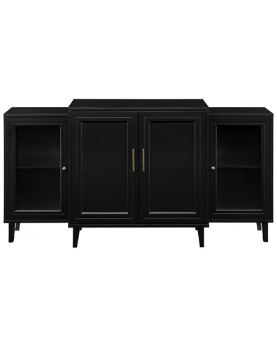 Walker Edison Modern Two-tier Glass-door Sideboard In Black