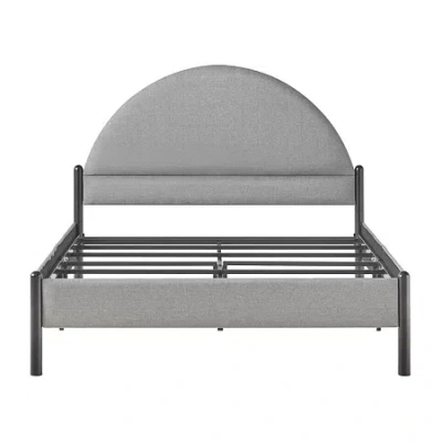Walker Edison Modern Upholstered Curved Bed In Gray