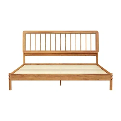 Walker Edison Modern Wood Spindle Bed In Brown
