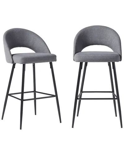 Walker Edison O Upholstered Bar Stool In Gray