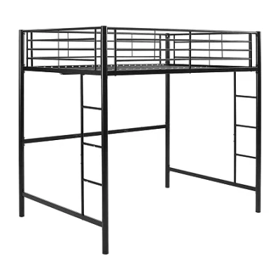 Walker Edison Pearson Premium Metal Loft Bed In Black