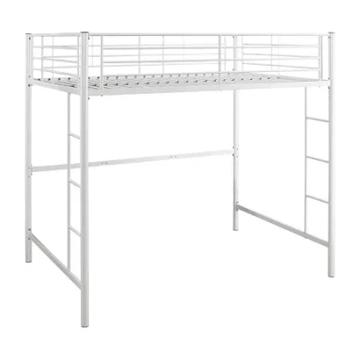 Walker Edison Pearson Premium Metal Loft Bed In White