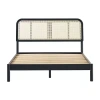 Walker Edison Rattan Curved Bedframe In Black