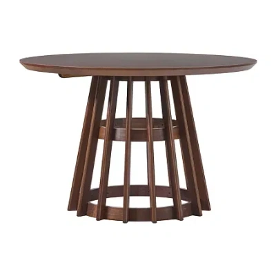 Walker Edison Round Dining Table In Brown