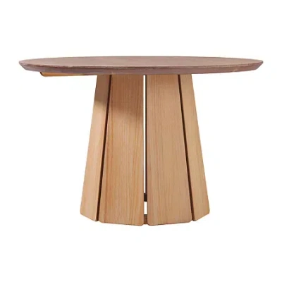 Walker Edison Round Wood-top Dining Table In Sand