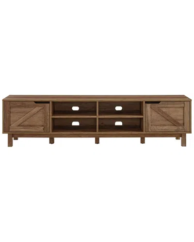 Walker Edison Rustic Barndoor Open-storage Tv Stand For Tvs Up To 80in In Brown