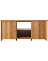 Walker Edison Scandinavian Reeded Tv Stand With Storage For Up To 70in Tv In Brown