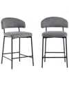 Walker Edison Set Of 2 Modern Curved Back Counter Stools In Grey
